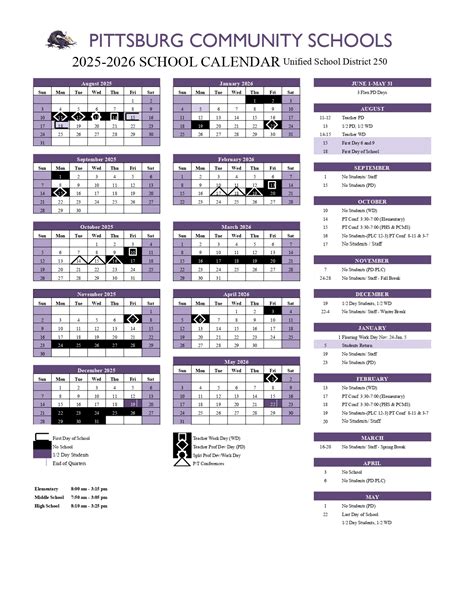 PITTSBURG COMMUNITY SCHOOLS Calendar 25-26 Revised [pdf] - EduCounty