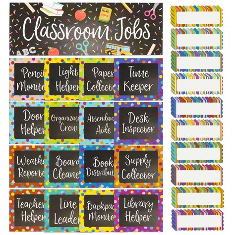 Buy 67-Piece Bright Classroom Job Chart Set with Name Tags for Bulletin ...