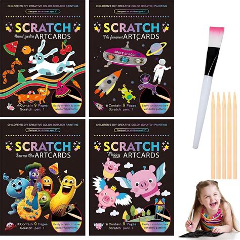 36pcs Scratch Art for Kids,Rainbow Scratch Notes,Magic Rainbow Scratch ...