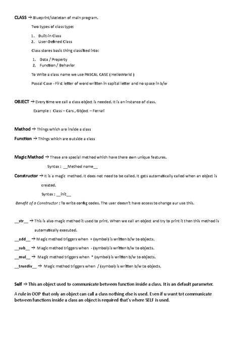 Python Object Oriented Programming - CLASS → Blueprint/skeleton of main ...