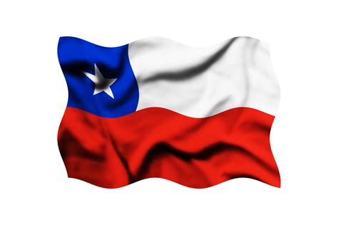 The flag of Chile is waving in the wind on a transparent background. 3d ...