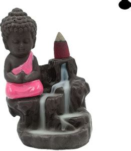 BZILO Pink Buddha Fountain Smoke Cones Incense Holder with 10 Smoke ...