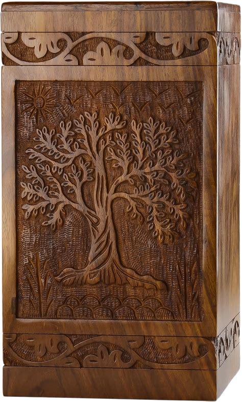 Handcarved Wooden Cremation Urn – Tree of Life – Suitable for Adults ...