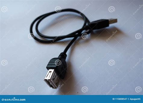 Black Cable with Male and Female USB Connectors Stock Image - Image of electric, metal: 115808547