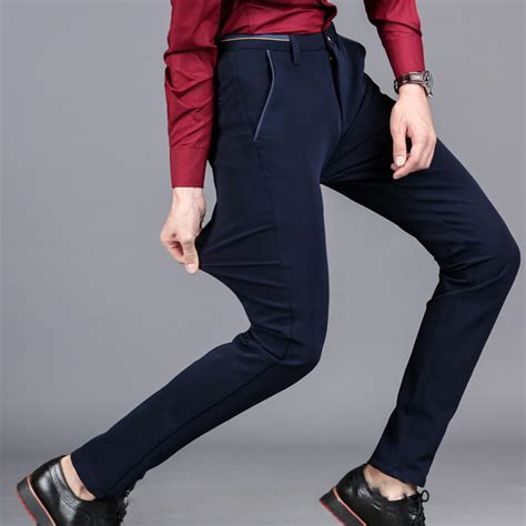 Contrast Trim Slim Fit Pants // Blue (38) - Amedeo Exclusive Slim Fit ...