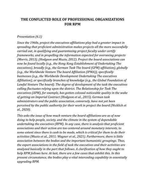 THE Conflicted ROLE OF Professional Organizations FOR RPM - THE ...