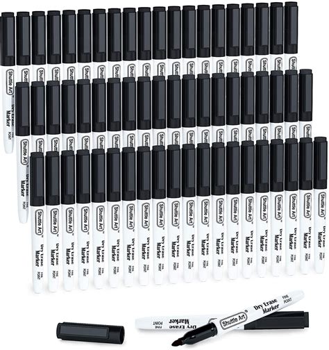 Black Dry Erase Markers, Shuttle Art 60 Pack Magnetic Whiteboard Markers with Erase,Fine Point ...