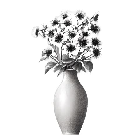 Pencil Drawing Of Flowers In Vase