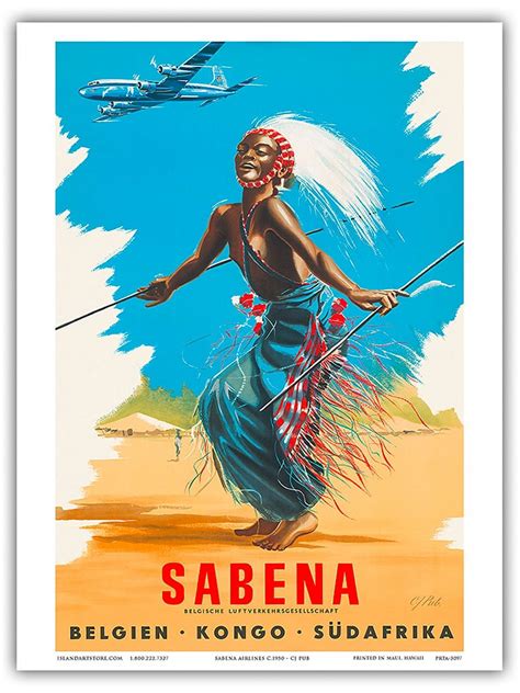 Belgien Kongo Sudafrika (Belgium Congo South Africa) - Sabena Airlines - African Tribal Dancer ...