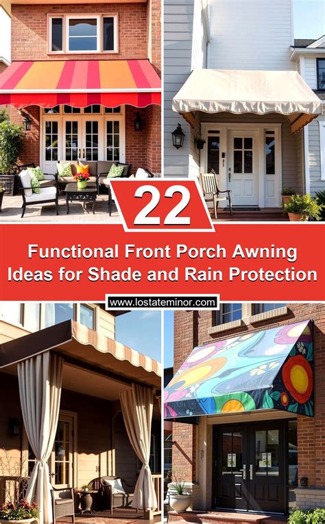 22 Functional Front Porch Awning Ideas for Shade & Rain Protection ...