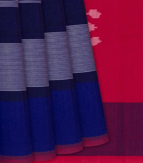 Navy Blue Handloom Orissa Cotton Saree With Tie & Dye Motifs - OR0621