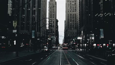 Wallpaper road, building, rails, street, city hd, picture, image