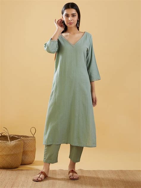 Buy Maroon Embroidered Cotton Linen Kurta with Mustard Yellow Viscose ...