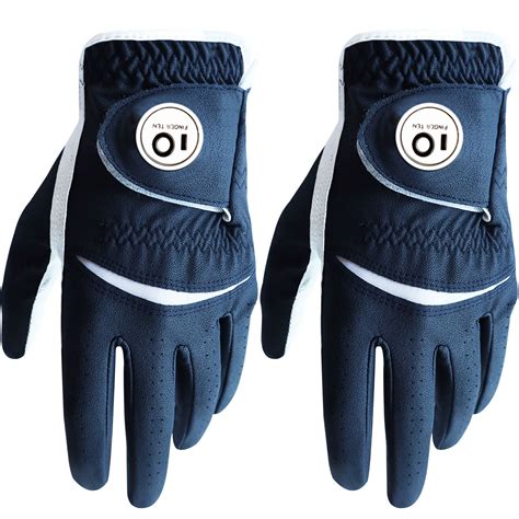 FINGER TEN Golf Gloves Men Left Hand Right Leather with Ball Marker Color Pack, Mens Golf Glove ...