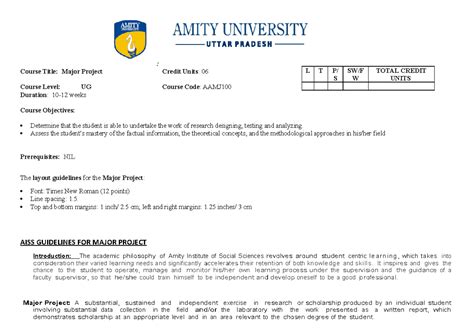 Major Project - syllabus - : Course Title: Major Project Credit Units ...