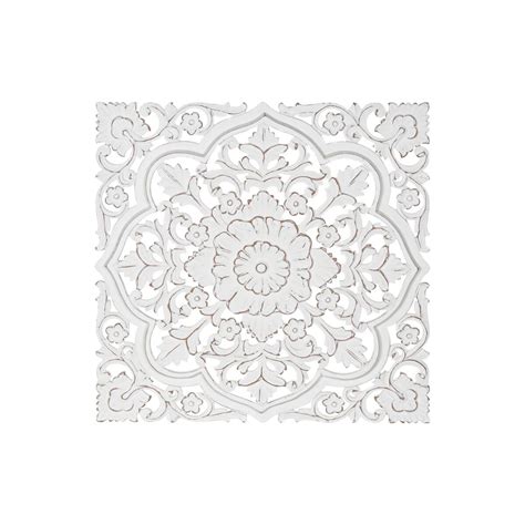 Décoration murale DKD Home Decor Blanc Mandala Indien Finition vieillie ...