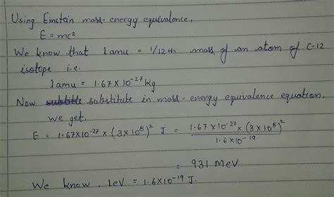 prove 1 amu=931.5 MeV - Brainly.in