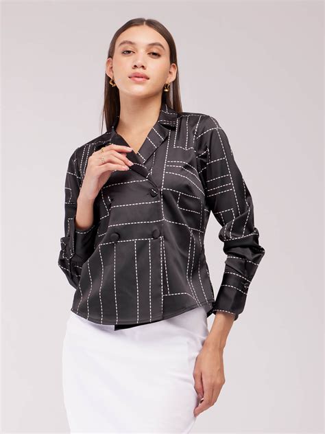 Buy Black Satin Lapel Collar Shirt Online | FableStreet