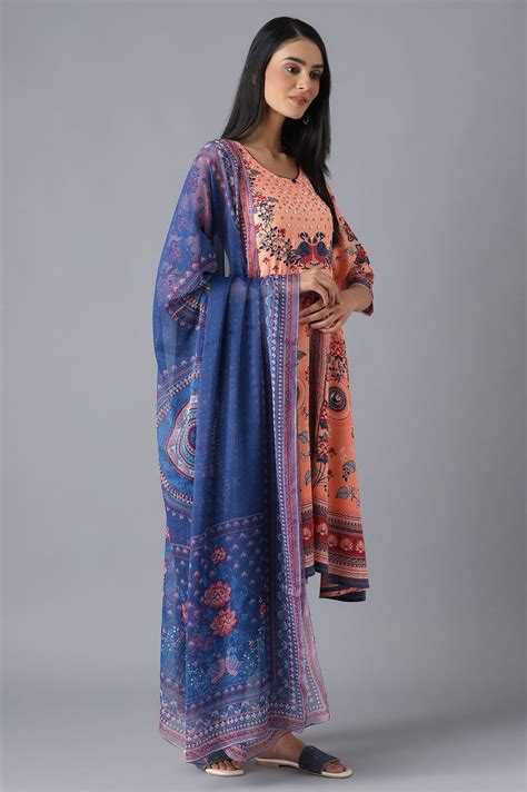 Buy Peach Printed Dress, Tights and Dupatta Set Online for Woman | Shop ...