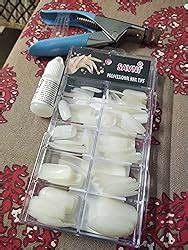 Buy SAVNI combo of 100 pieces White acrylic nail extensions, Nail art ...