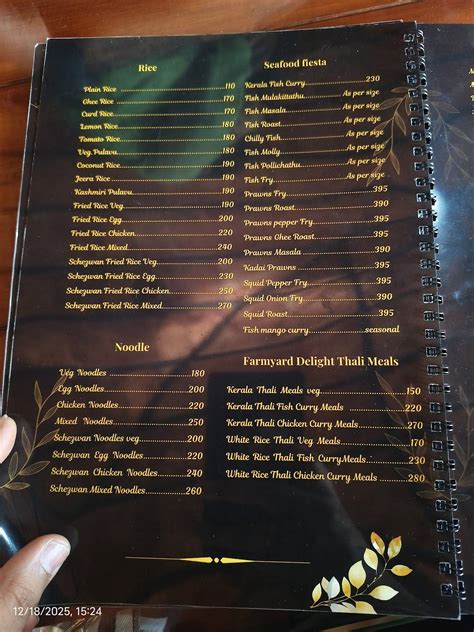 Menu at Farmyard Restaurant, Adimali