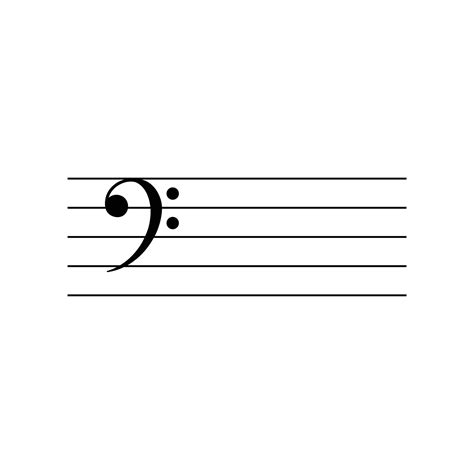 Bass clef or F clef on staff flat vector isolated on white background ...