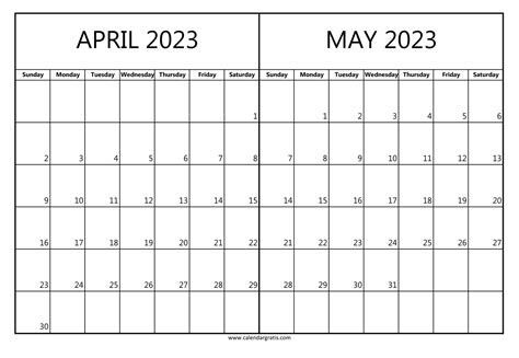 April May 2023 Calendar Printable Template | Two-month Planner to Print