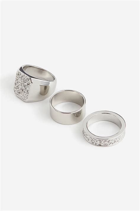 3-pack rings - Silver-coloured - Men | H&M IN