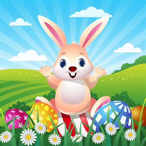 Download Funny Easter Bunny In Flower Field Picture | Wallpapers.com