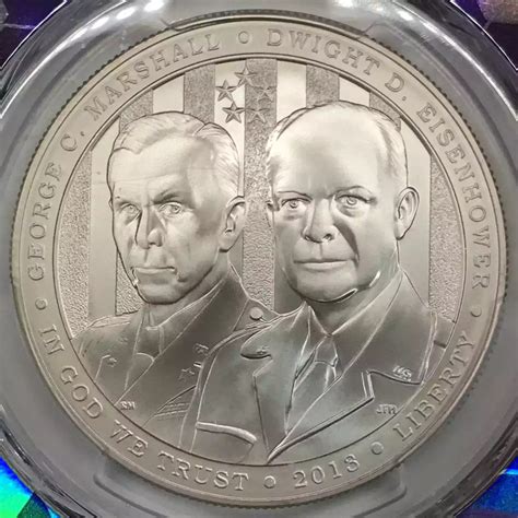 2013-W 5 Star Generals Marshall & Eisenhower Commemorative Silver Dollar PCGS MS-69 5 Star ...