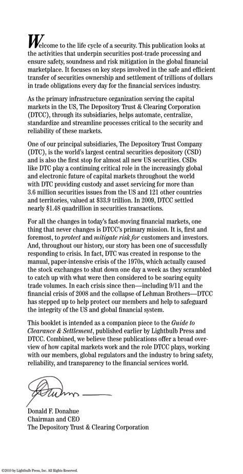 DTCC Securities - Life Cycle " [LcoaS.pdf] | PDF - subsidiaries of dtcc