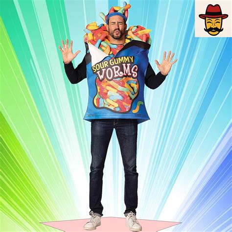 Colorful Sour Gummy Worms Adult Costume with 3D Details for Halloween ...