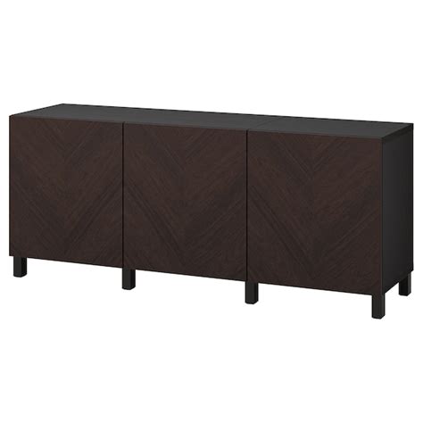 BESTÅ storage combination with doors, black-brown Hedeviken/Stubbarp ...