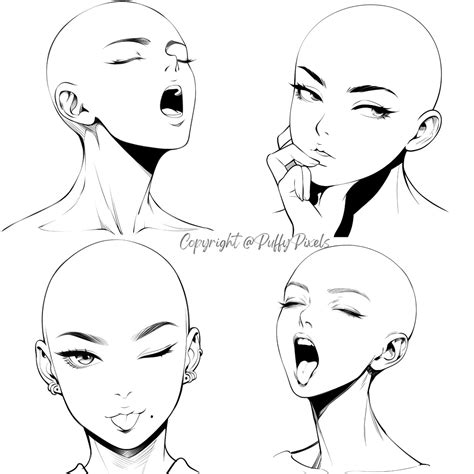Procreate Anime Face Base Girl Woman Female Head Brushes Stamps ...