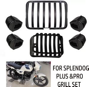 Muttfy Combo Headlight Grill Tail Light Grill For Hero Splendor pro ...