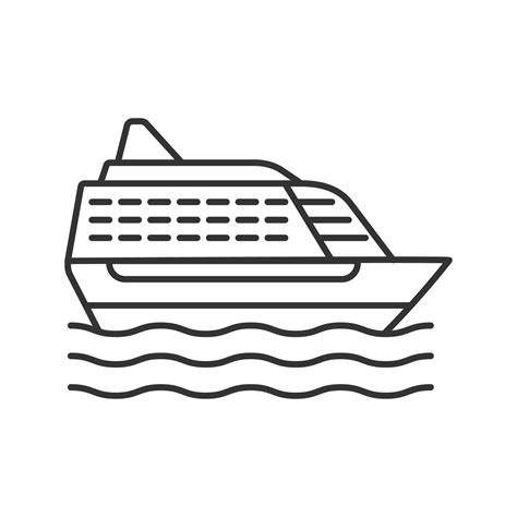 Cruise ship linear icon. Thin line illustration. Ocean liner. Contour ...