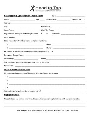 Fillable Online Head to Toe Adult & Senior Intake Form 1 .doc Fax Email ...
