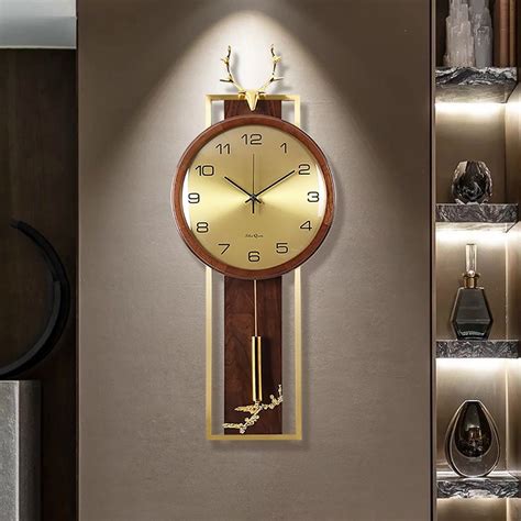 新中式挂钟客厅家用创意时尚鹿头黄铜挂表中国风中国风装饰钟-阿里巴巴