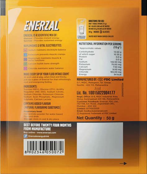Buy ENERZAL ORANGE FLAVOUR SACHET OF 50GM POWDER Online & Get Upto 60% ...