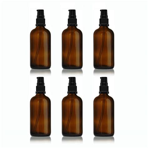 Buy GIFTBASH Amber Glass refillable 100ml Round Bottle with Lotion Pump ...