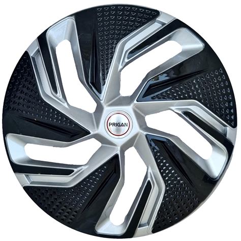 PRIGAN 16 Inch Black Silver Wheel Cover for All 16 Inch Cars (Available ...