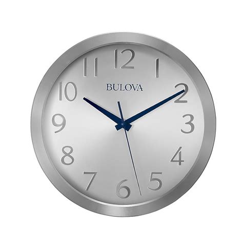 Bulova Winston 9.84 in. Silver Metal Round Indoor Wall Clock with ...