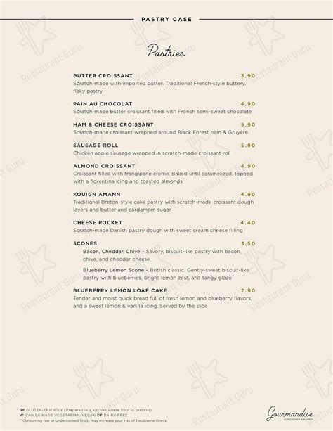 Menu at Gourmandise Euro-Diner & Bakery, Salt Lake City, N 4000 W
