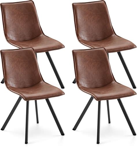 Amazon.com - COLAMY PU Leather Dining Chairs Set of 4, High Back Modern ...