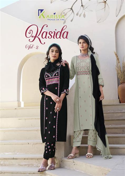 Karissa Kasida Vol 2 Thread Work Kurti Bottom With Dupatta