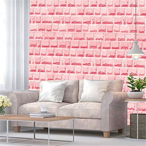 JAAMSO ROYALS Pink Brick Wallpaper Self-Adhesive Water Proof Wall Paper ...