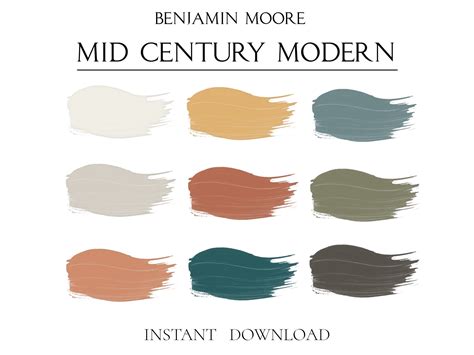 Benjamin Moore, Mid Century Modern Palette, Home Paint Scheme, Mid-century Modern Paint Palette ...