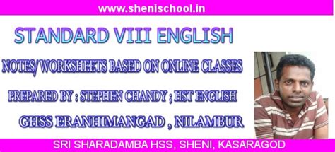 SHENIBLOG: STANDARD VIII ENGLISH - STUDY NOTES BASED ON ONLINE CLASSES