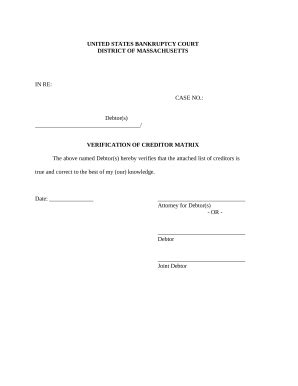 MA Verification Of Creditor Matrix 2020-2026 - Fill and Sign Printable ...