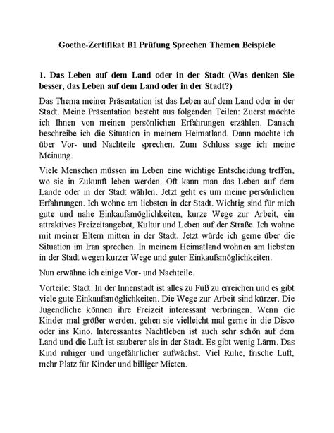 B1 Thema Präsentation - Goethe-Zertifikat B1 Pr ̧fung Sprechen Themen ...